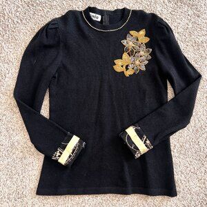 80's Sonia Black Pullover Sequin Sweater - Size Medium